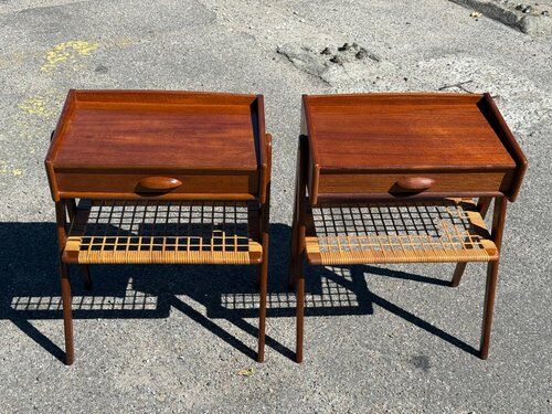 Set of 2 modernist Danish teak bedside tables by Søren Rasmussen, 1964