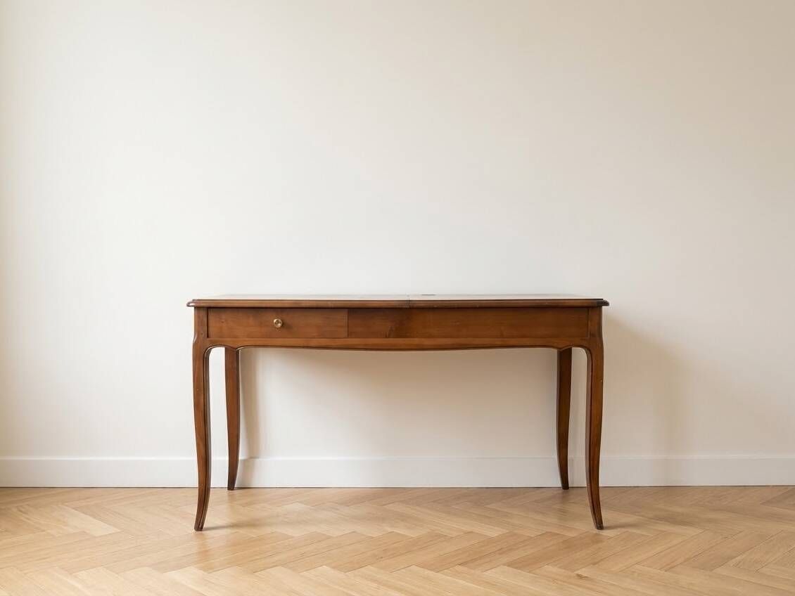 Vintage 1950s wooden dressing table console.