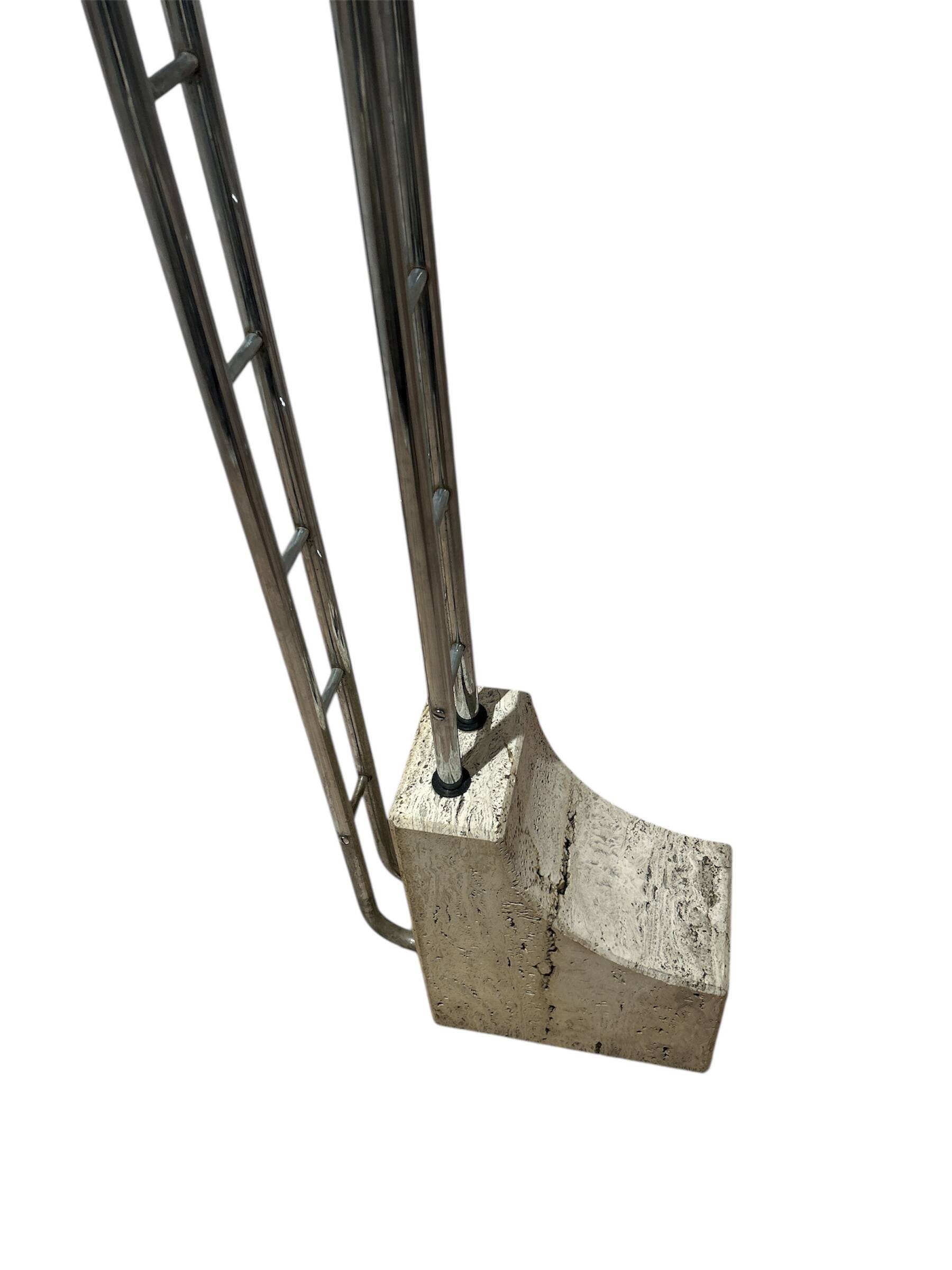 Floor lamp, vintage 1970 in travertine and chrome