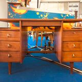 Mahogany writing desk 6 drawers 1960