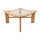 Scandinavian design coffee table, solid wood and glass, vintage, 70s