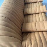 Camel leather 3-seater sofa attributed to Annie Hieronimus for Cinna Ligne Roset, 1973