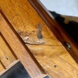 Old varnished wooden folding chair for children