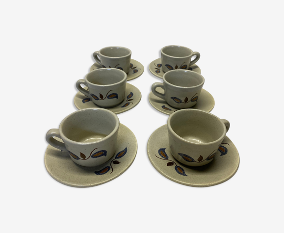 Ensemble de 6 tasses en grès vintage Saint Amand