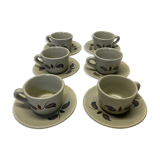 Ensemble de 6 tasses en grès vintage Saint Amand