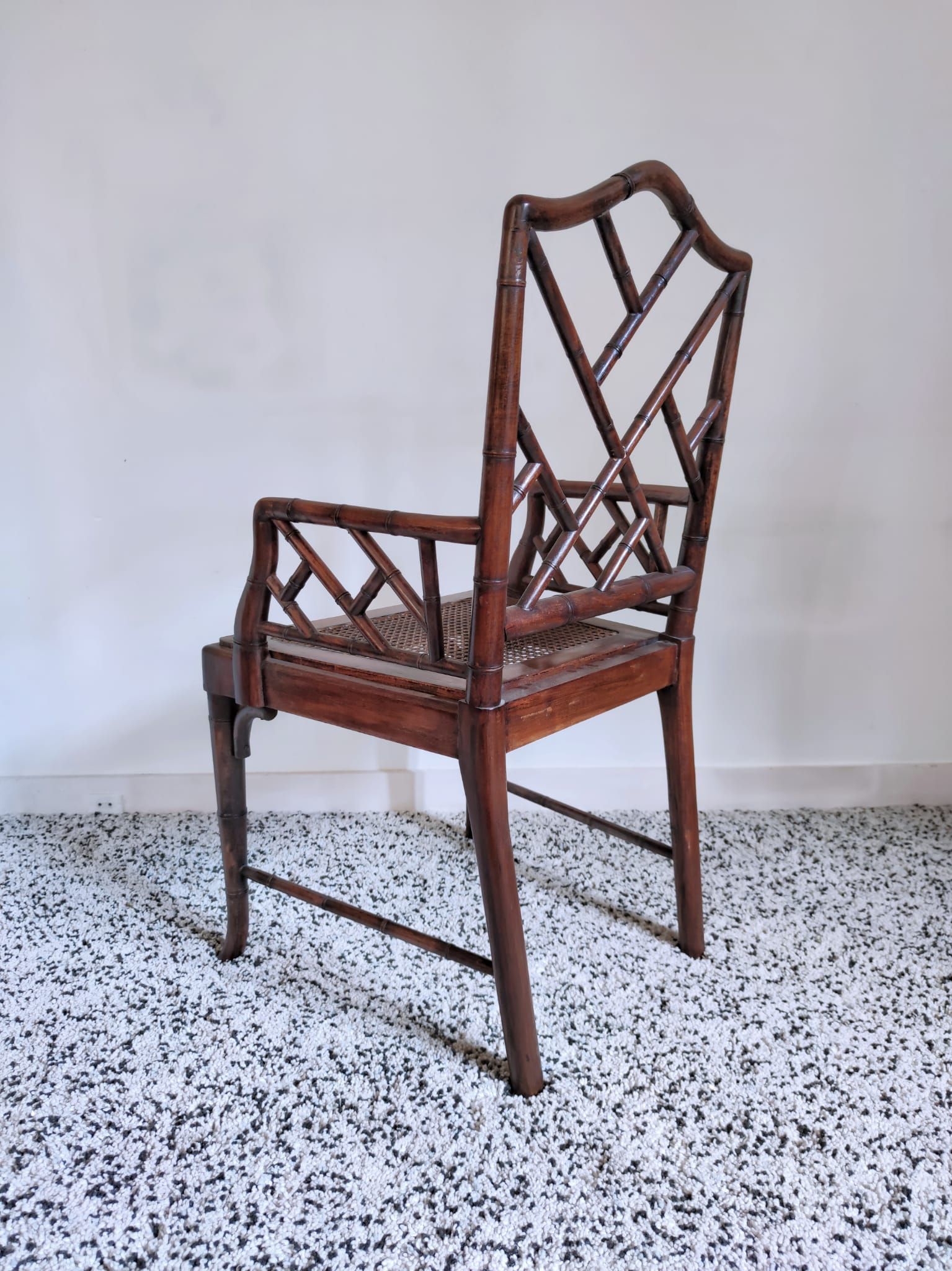 Asian canine armchair in wood in imitation of bamboo