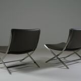 Pair of Flexform leather low chairs, Peter model, by Antonio Citterio