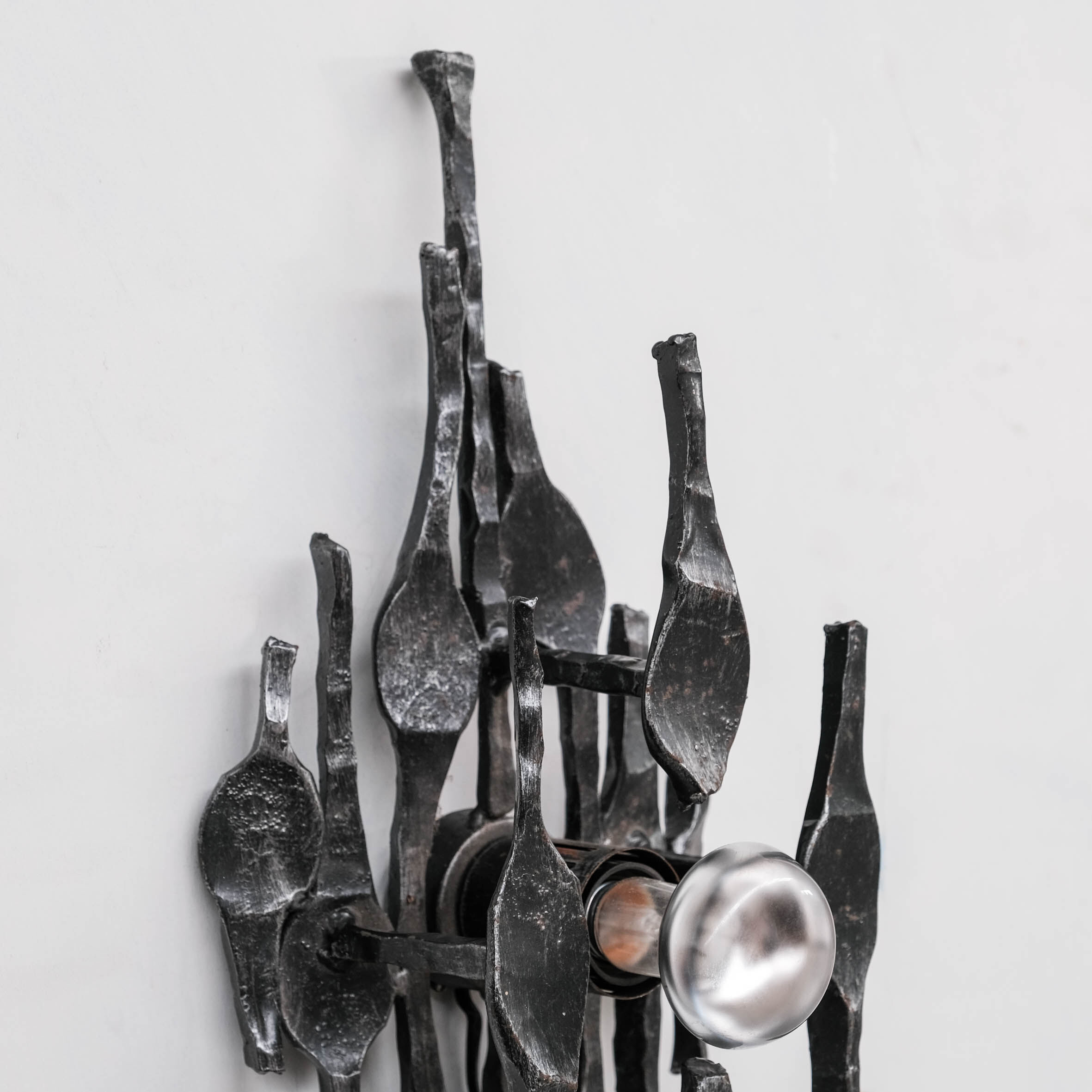 Brutalist Iron Single Mid-Century Belgium Wall Light