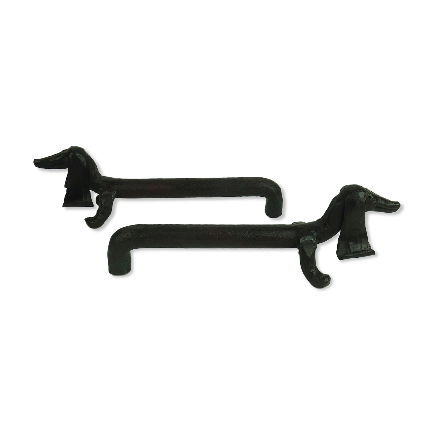 Pair of wrought iron "dog" chenets