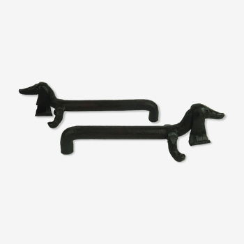Pair of wrought iron "dog" chenets