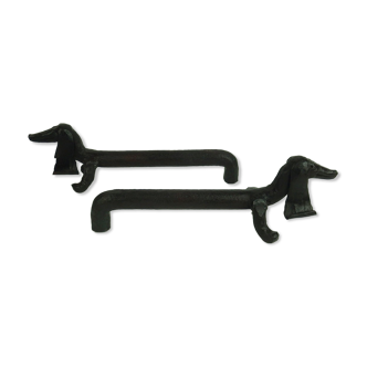 Pair of wrought iron "dog" chenets