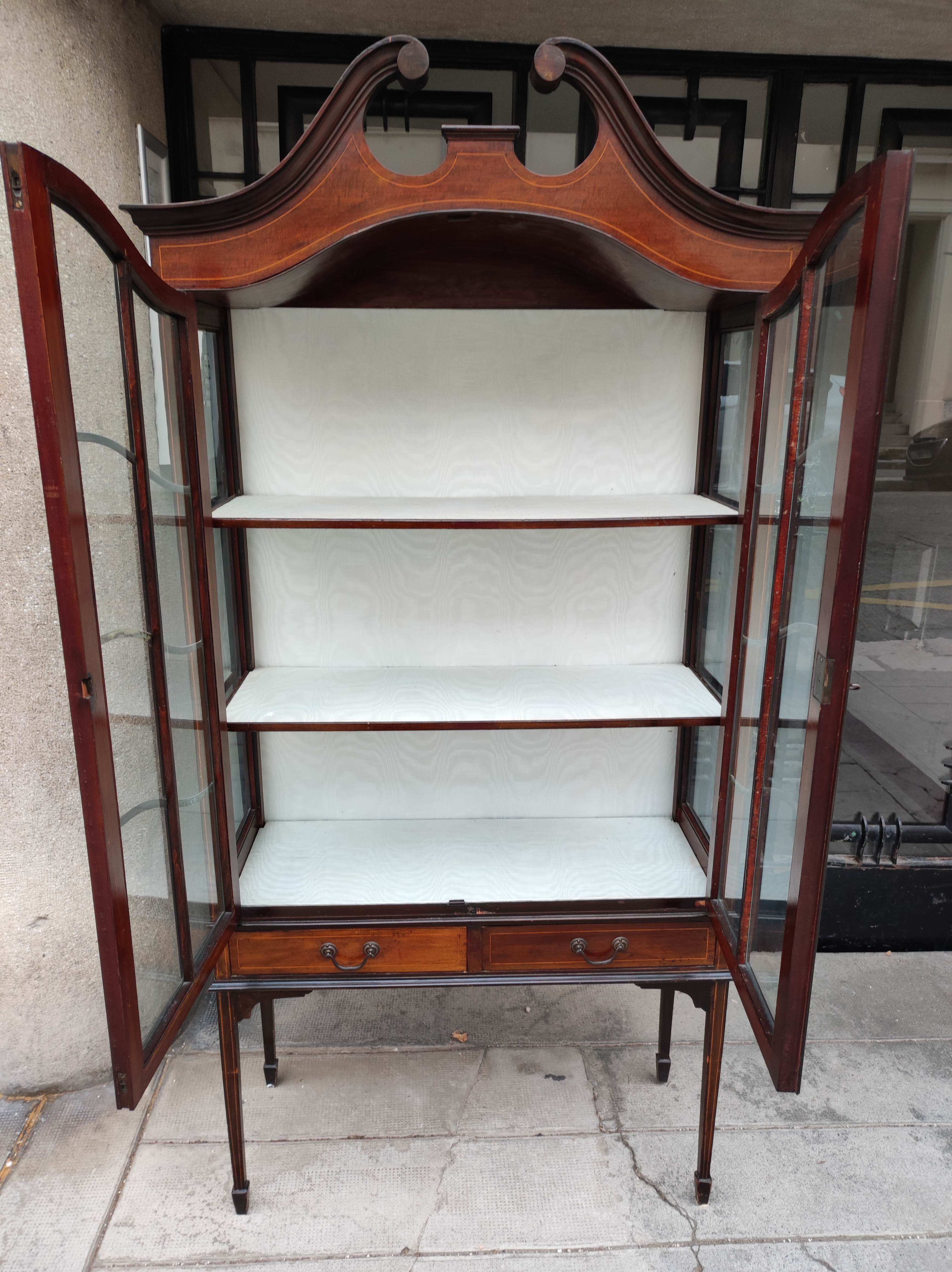 English art nouveau showcase. mahogany