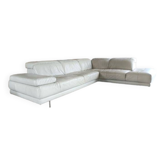 Corner sofa, white leather sofa