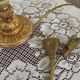 Vintage French Round Brass and Onyx Table Lamp With Cream Fringed Shade