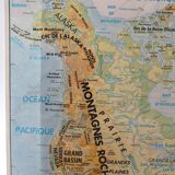 Old laminated map "North America - Physical Map" on the front / Agriculture and climate" back
