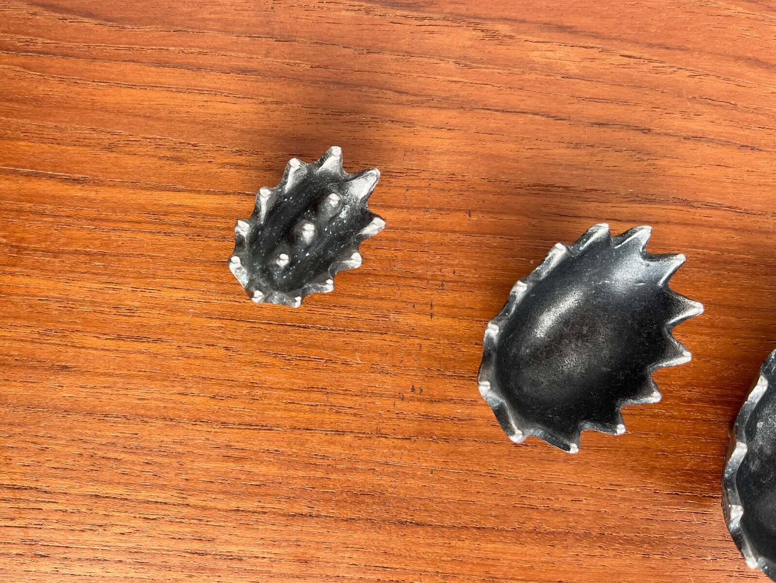 Stackable metal ashtray hedgehog mid-century USSR, 1960s, set of 6