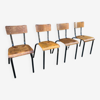 4 vintage 60s school chairs