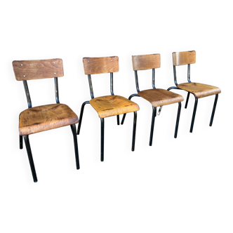 4 vintage 60s school chairs