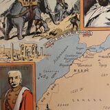 Old poster map of North Africa from 1948 - JP Pinchon