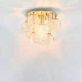 Mid-Century Murano Glass & Brass Flush Mount/Ceiling Light from Doria Leuchten, Germany, 1960s
