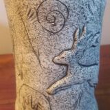Francis Triay vase Earthenware signed incised decoration prehistoric fresco Ceramic 1950