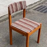 Scandinavian chair Baumann, solid beech wood with light beech and beige burgundy wool.