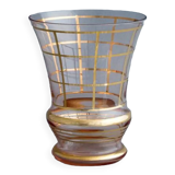 Art Deco vase with "modernist" design gilded with fine gold.  Verreries Laeken Belgium - circa 1950