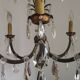 French Art Deco 6-Light Green Finish Bronze Crystal & Glass Chandelier 5343