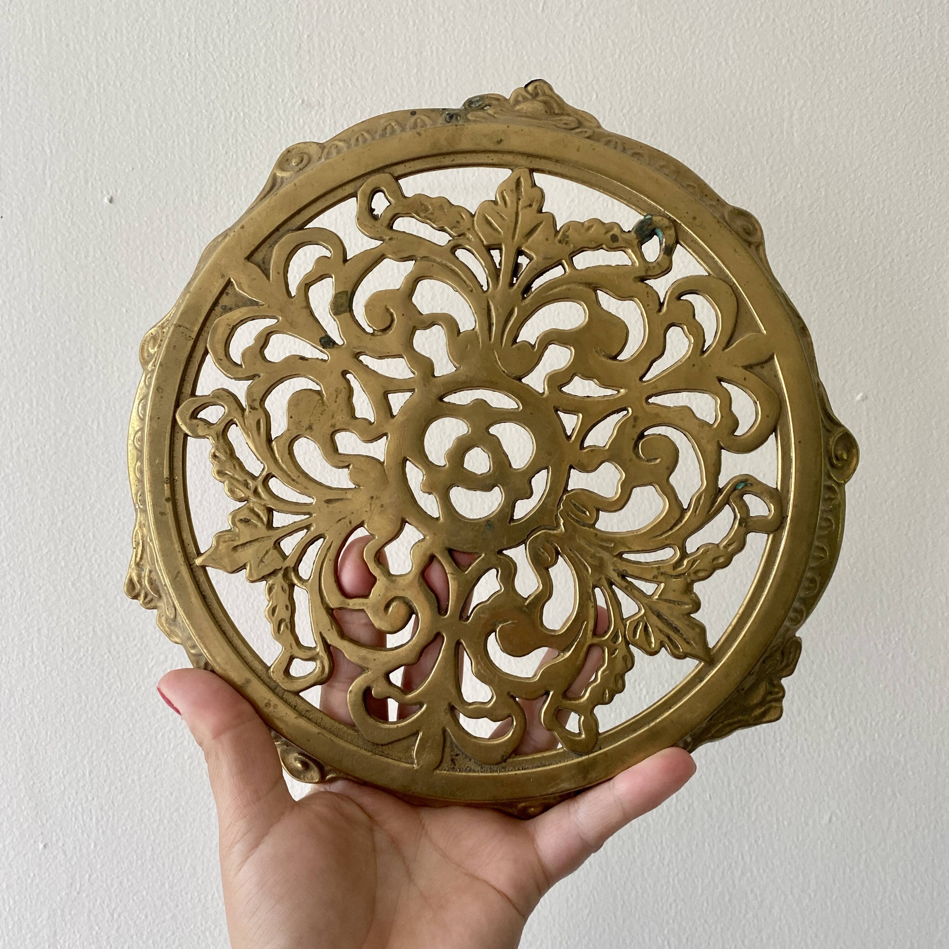 Vintage gilded brass trivet