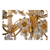 Large flower-shaped chandelier in gilded brass by Palwa, Germany, 1970s.