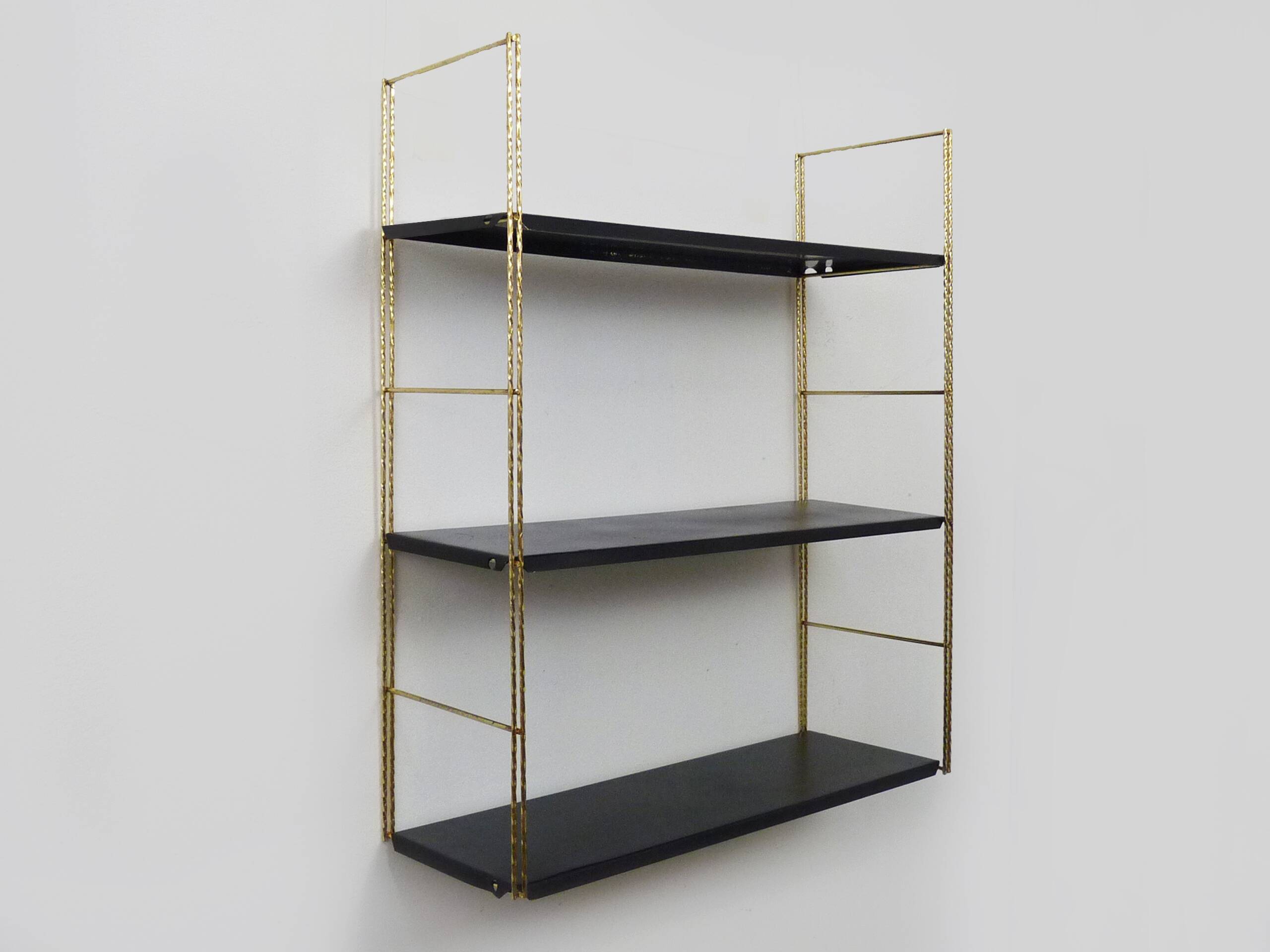 Vintage black and gold String design shelf. 60s