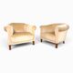 Pair of Art Deco club armchairs in champagne mohair, 1930.