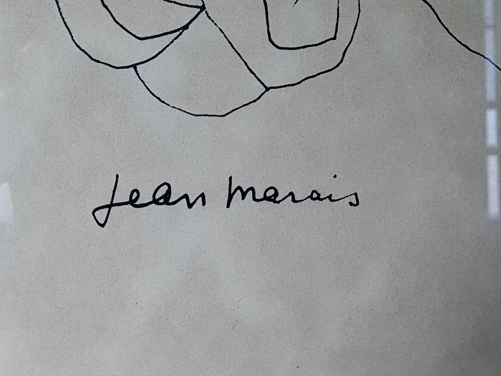 Jean Marais lithograph Boy with bird signed n° 2/50 + frame SC566