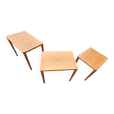 Set of 3 solid oak nesting tables / Henry Walter Klein for Bramin / 1970