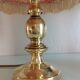 Brass bedside lamp and pink/vintage lampshade 60s-70s