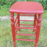 High stool in turned wood