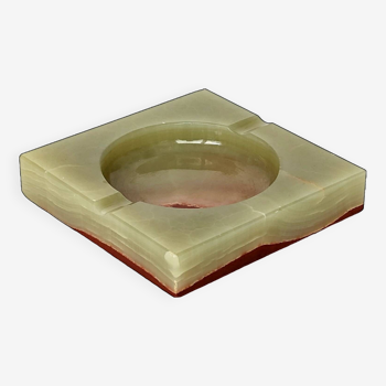 ​Italian onyx ashtray in green and red colors - 15 cm x 15 cm