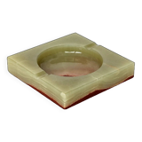 ​Italian ashtray in green and red onyx - 15 cm x 15 cm