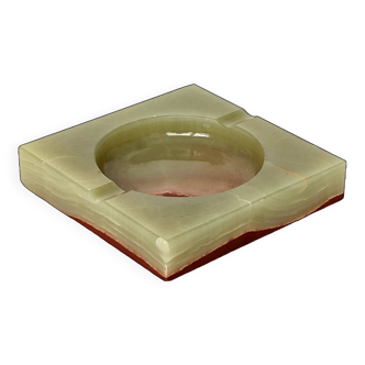 ​Italian ashtray in green and red onyx - 15 cm x 15 cm