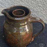 Pitcher, carafe, refreshing jug, ice cube jug, in brown glazed stoneware,