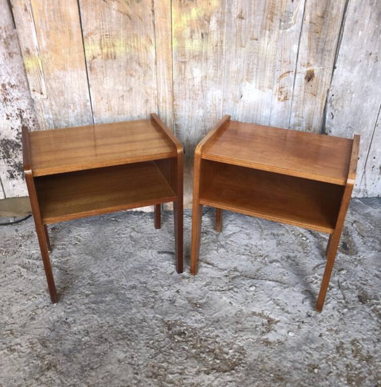 Pair of scandinavian vintage wood bedside tables