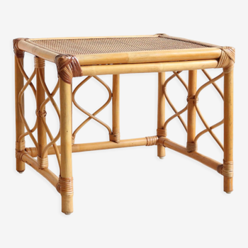 Vintage square rattan side coffee table