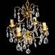 Chic chandelier with crystal tassels 4 lights gilded bronze H 69 cm vintage