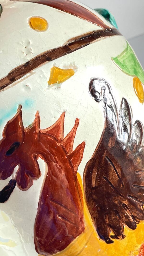 Vases en majolique italienne motif dragon