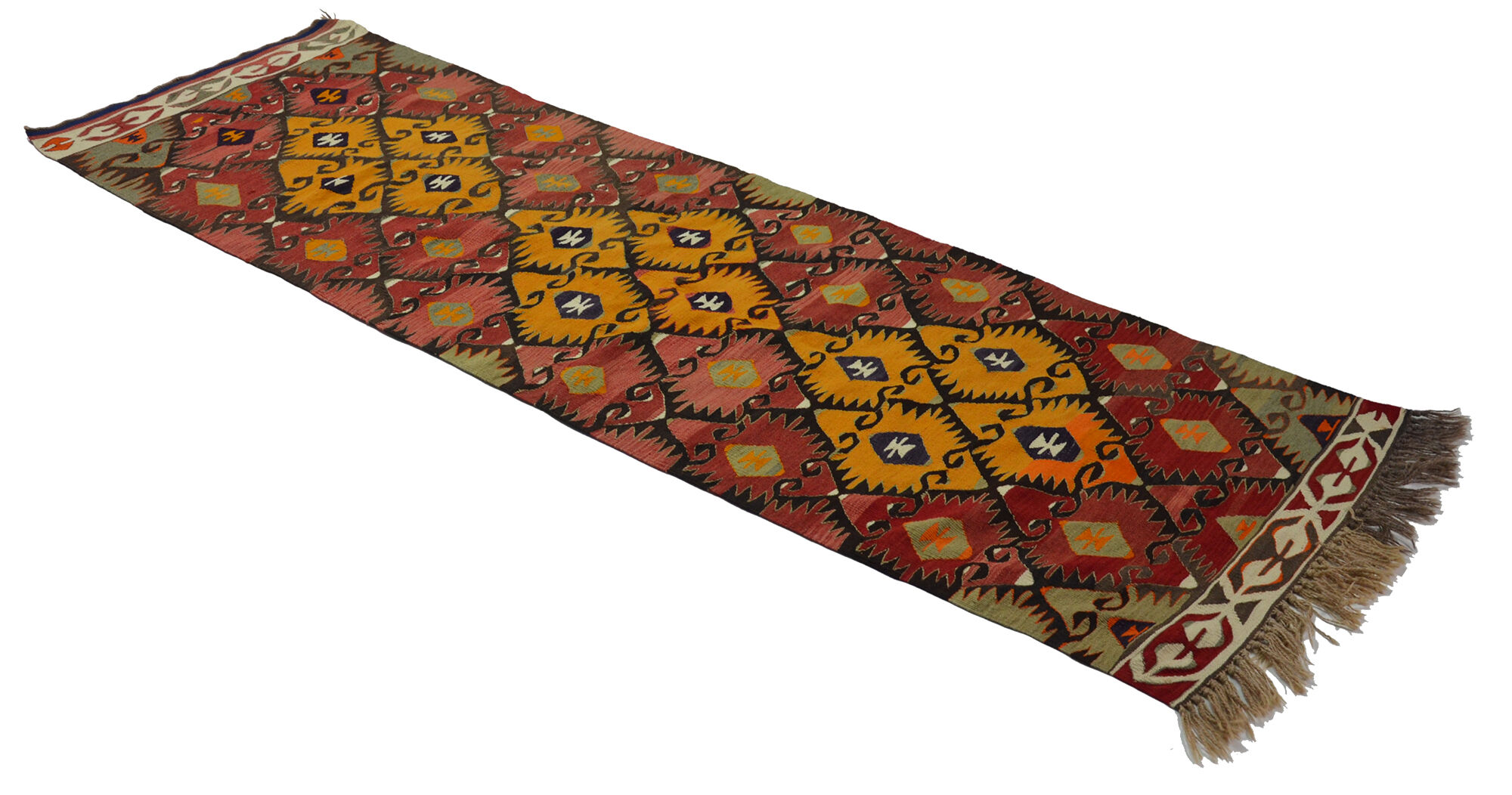 Anatolian handmade kilim rug 271 cm x 90 cm