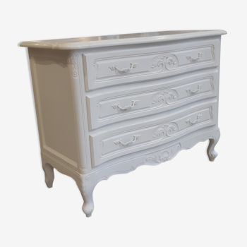 Commode patinée blanche