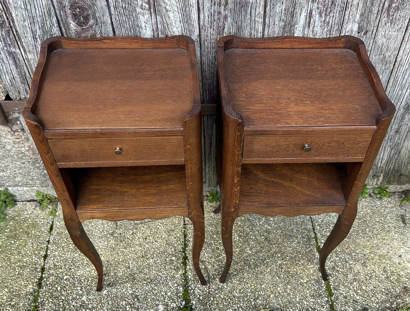 Pair of vintage Louis XV style bedside tables, wood, vintage, 60s