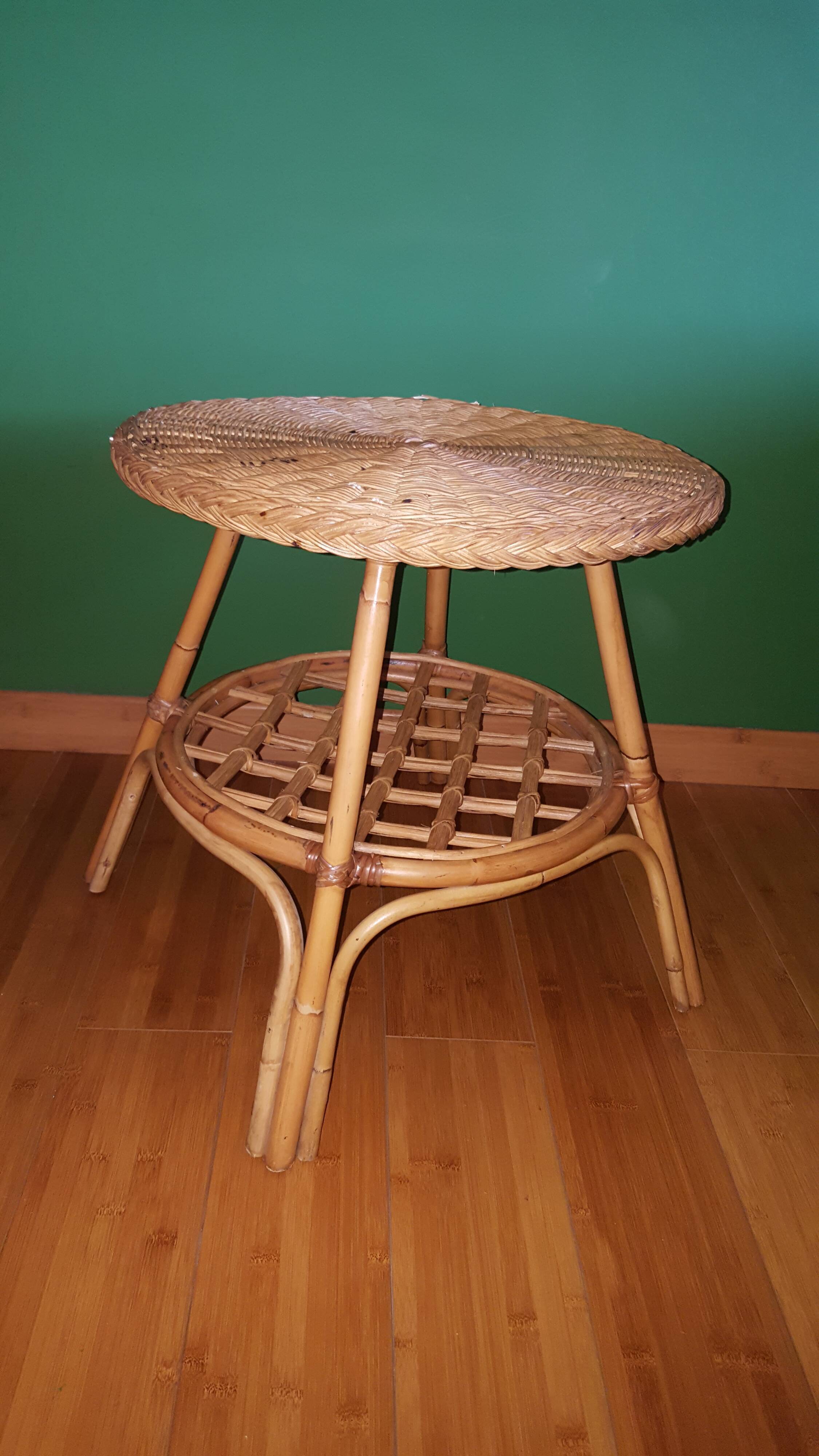 Vintage rattan table