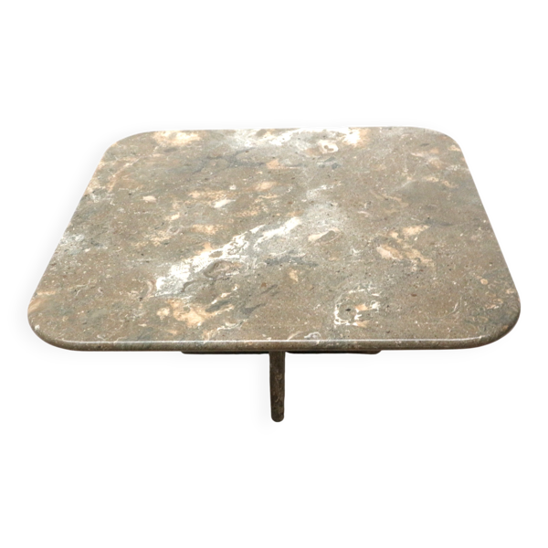 Table basse carrée vintage en pierre naturelle des années 80