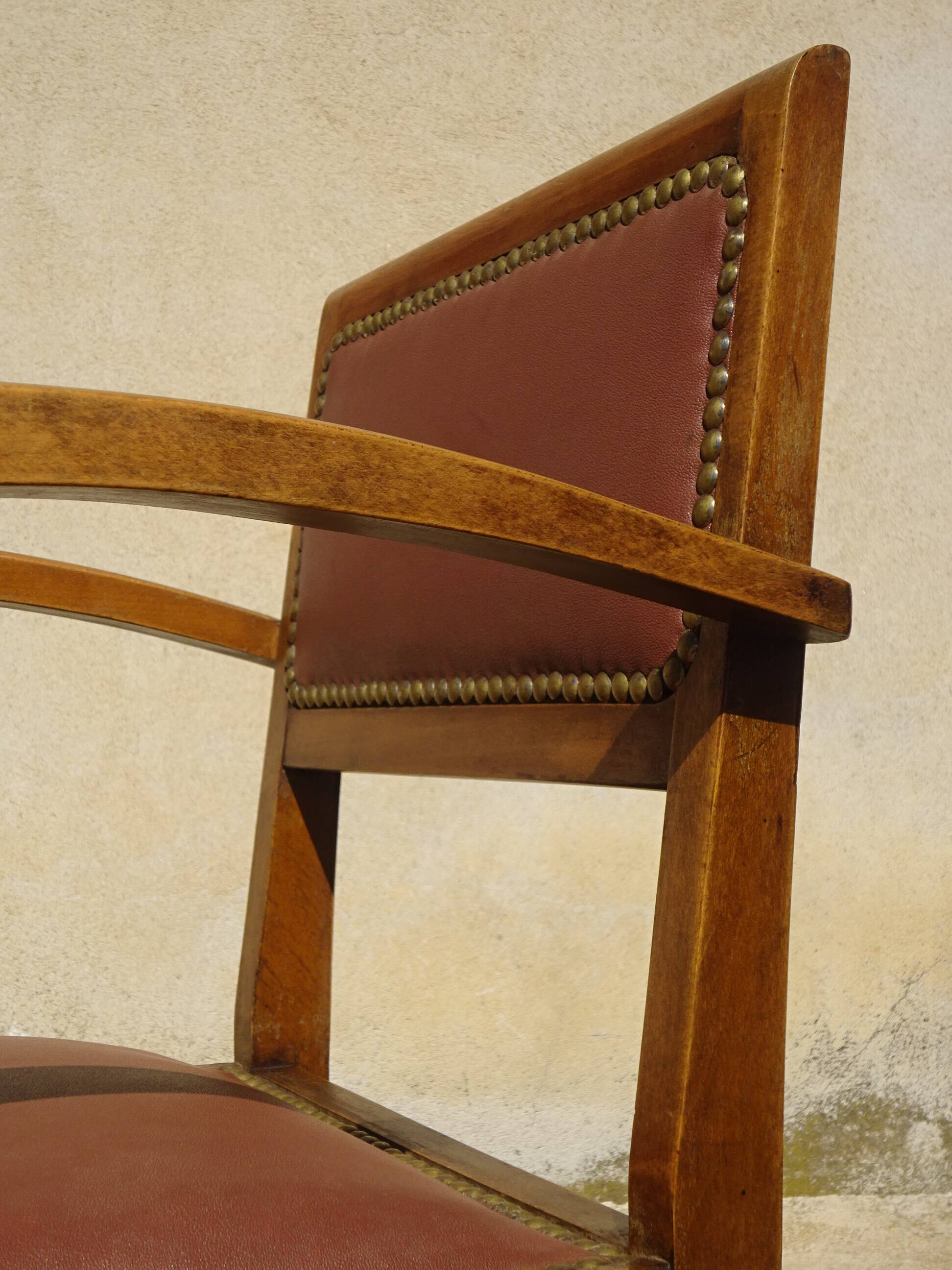 Art Deco bridge chair and 2 matching chairs